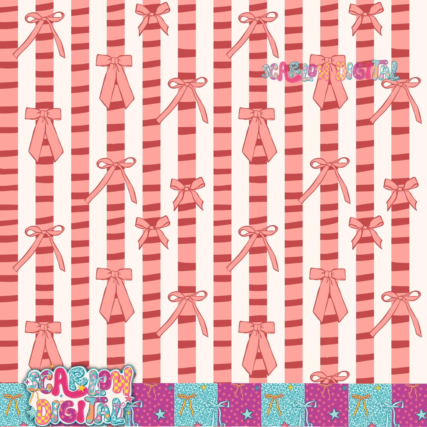 Bow Stripes Seamless Pattern Digital Design