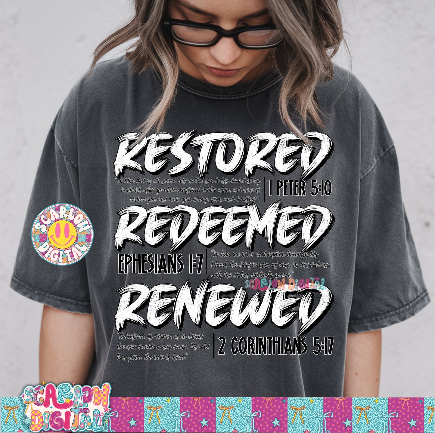 Restored Redeemed Renewed PNG Digital Design