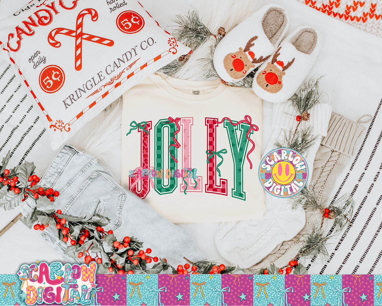 Jolly Christmas Bows PNG Digital Design