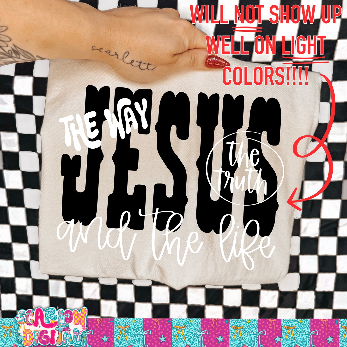 Jesus The Way The Life The Truth PNG Digital Design