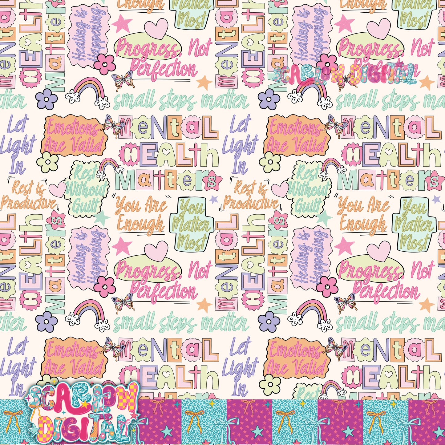 Mental Health Seamless Pattern Digital Design