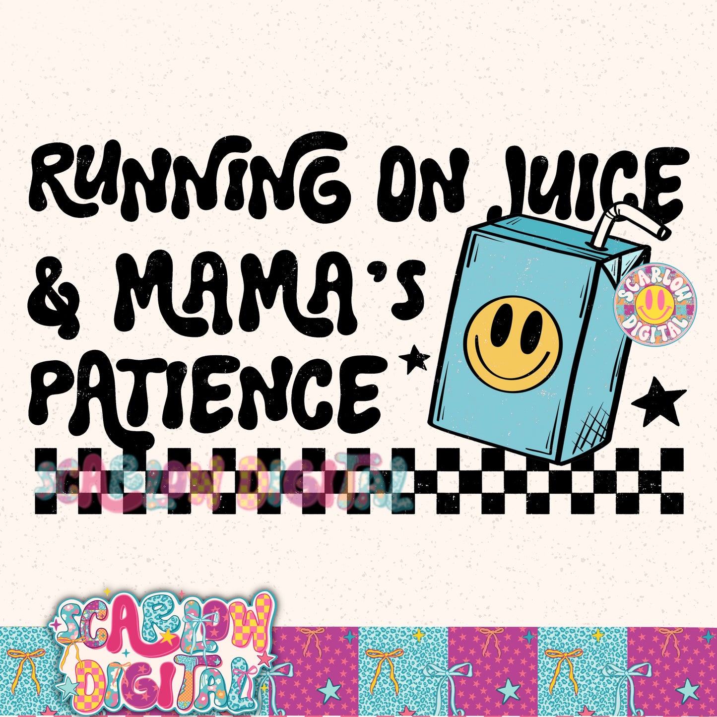 Running on Juice & Mama's Patience in Blue PNG Digital Design