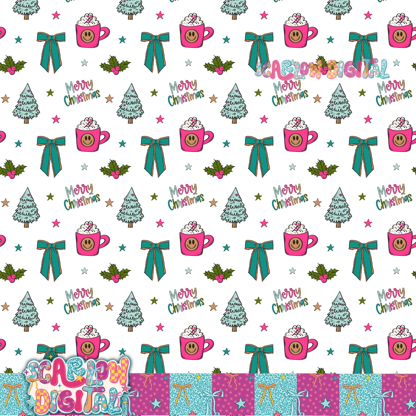 Merry Christmas Seamless Pattern Digital Design