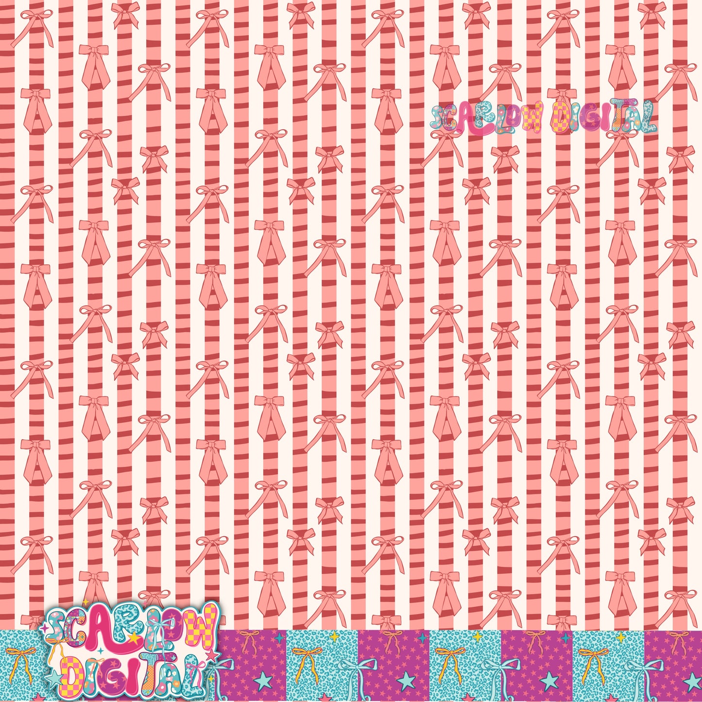 Bow Stripes Seamless Pattern Digital Design