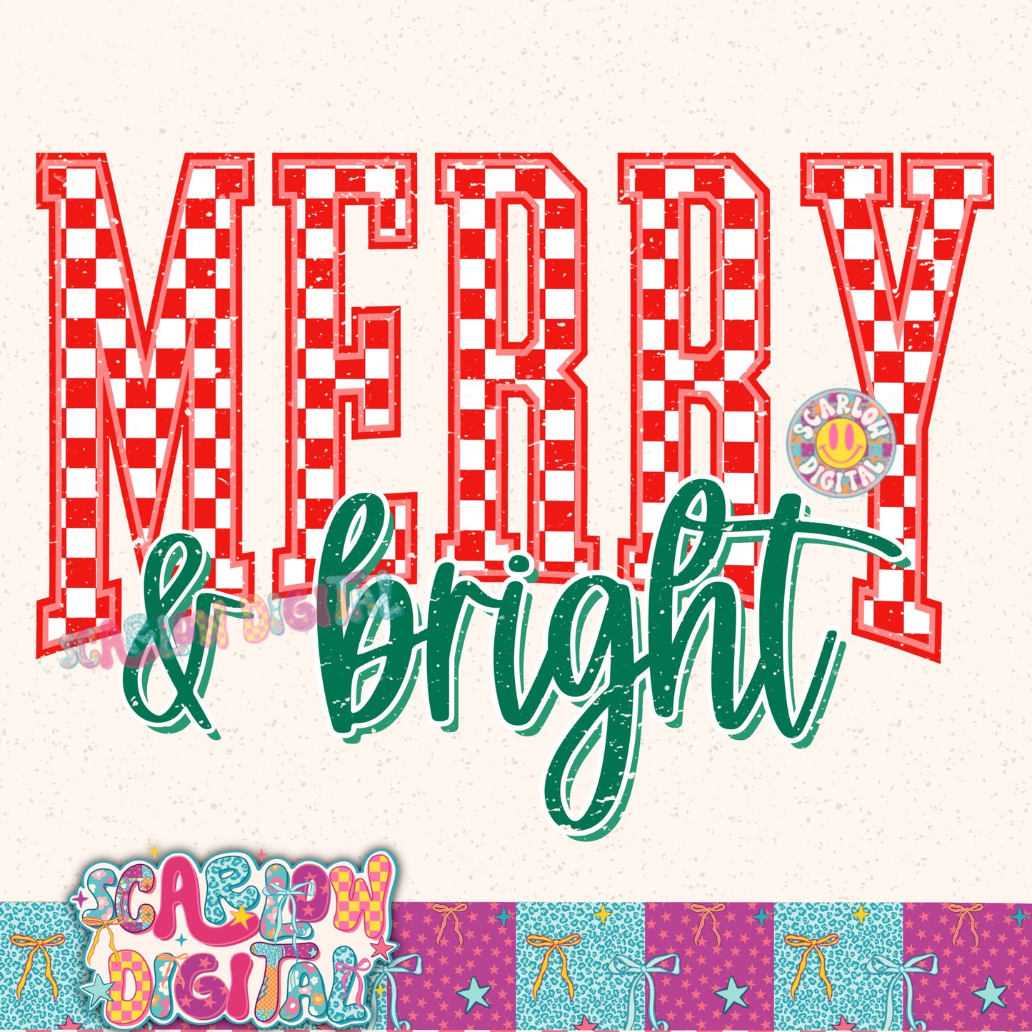 Merry and Bright PNG Digital Design