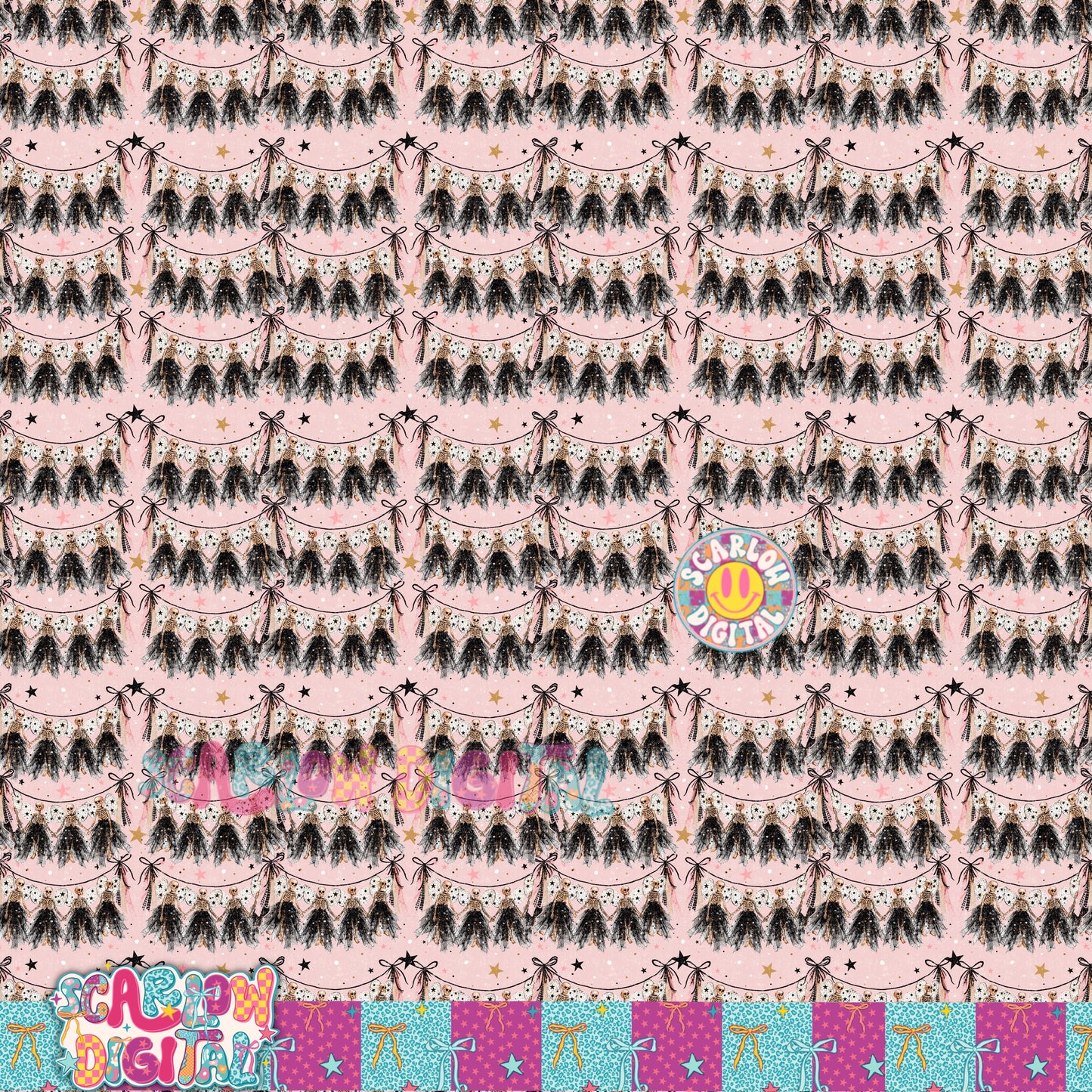 Skeleton Garland Seamless Pattern Digital Design