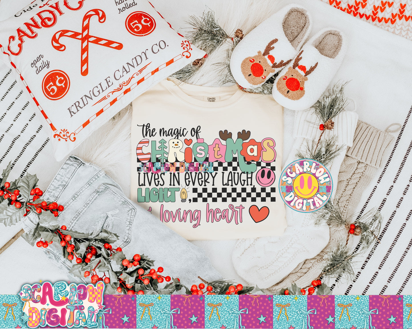 The Magic of Christmas Lives in Every Laugh & Every Loving Heart PNG Digital Design