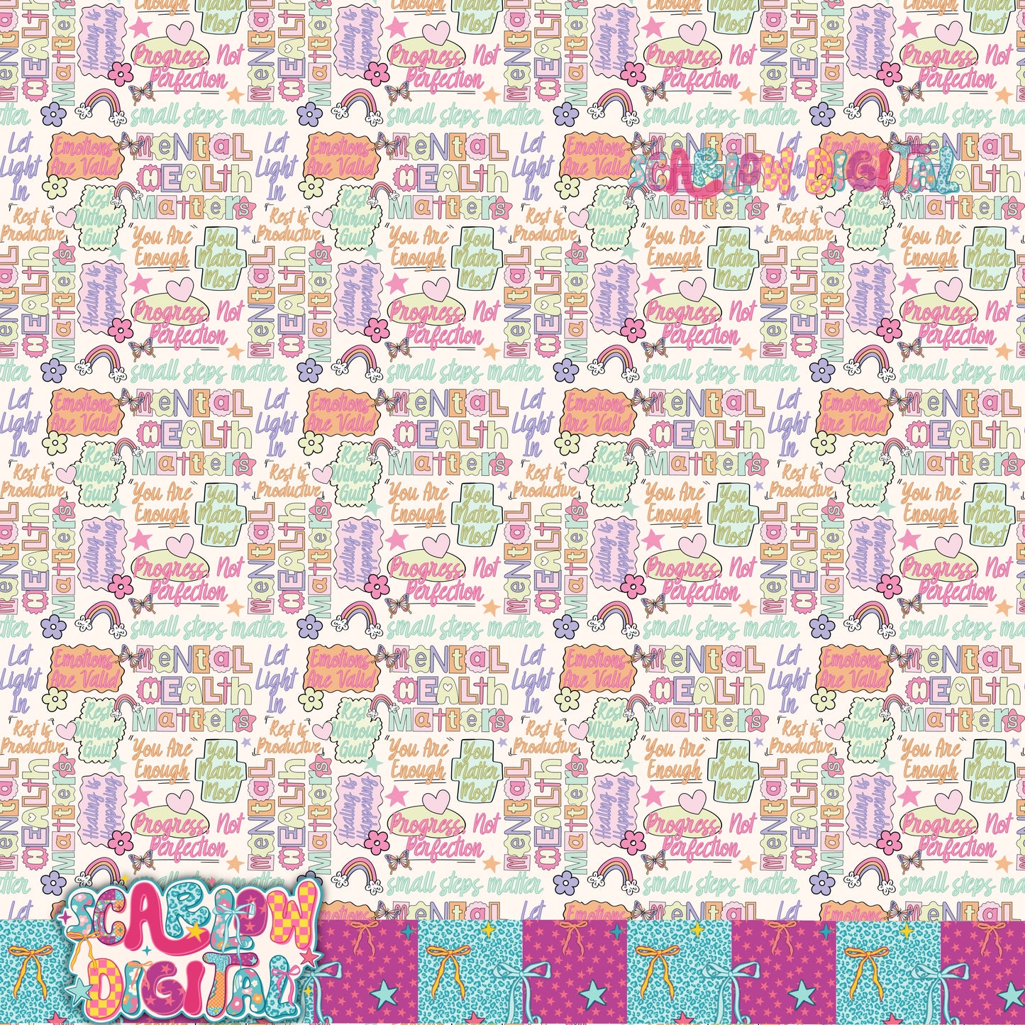 Mental Health Seamless Pattern Digital Design