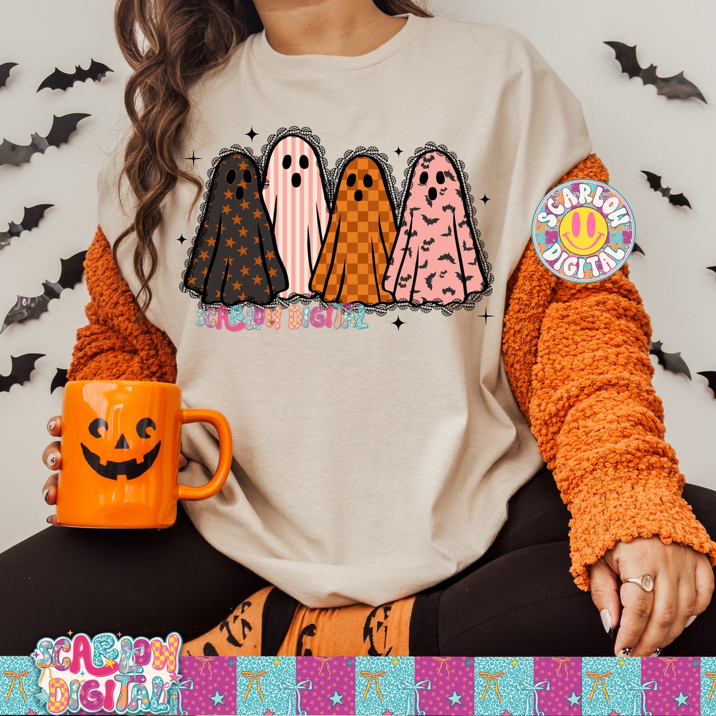 Spooky Ghosts PNG Digital Design