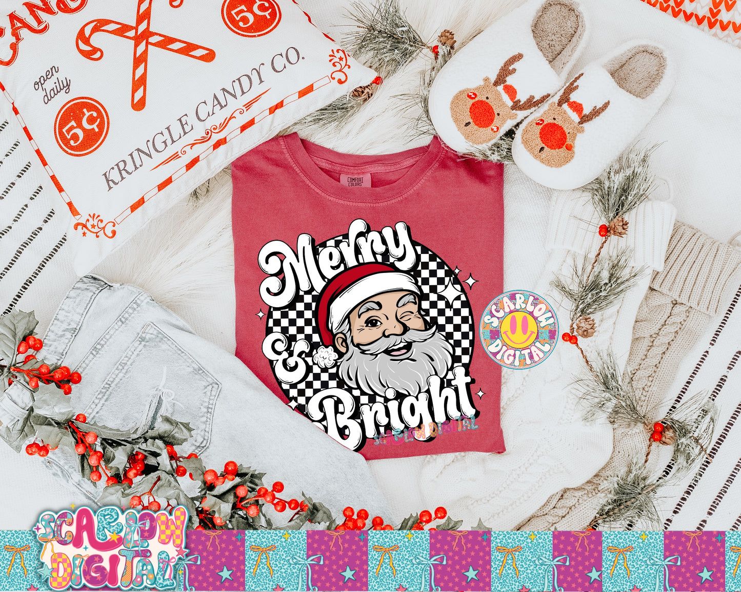 Merry and Bright PNG Digital Design