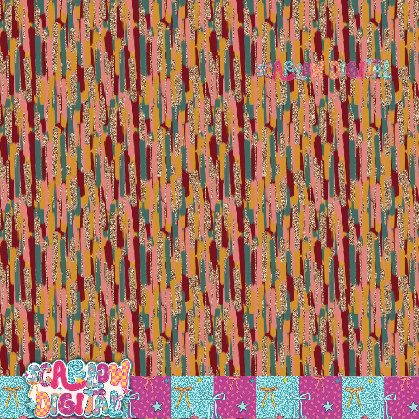 Christmas Paint and Glitter Seamless Pattern Digital Design