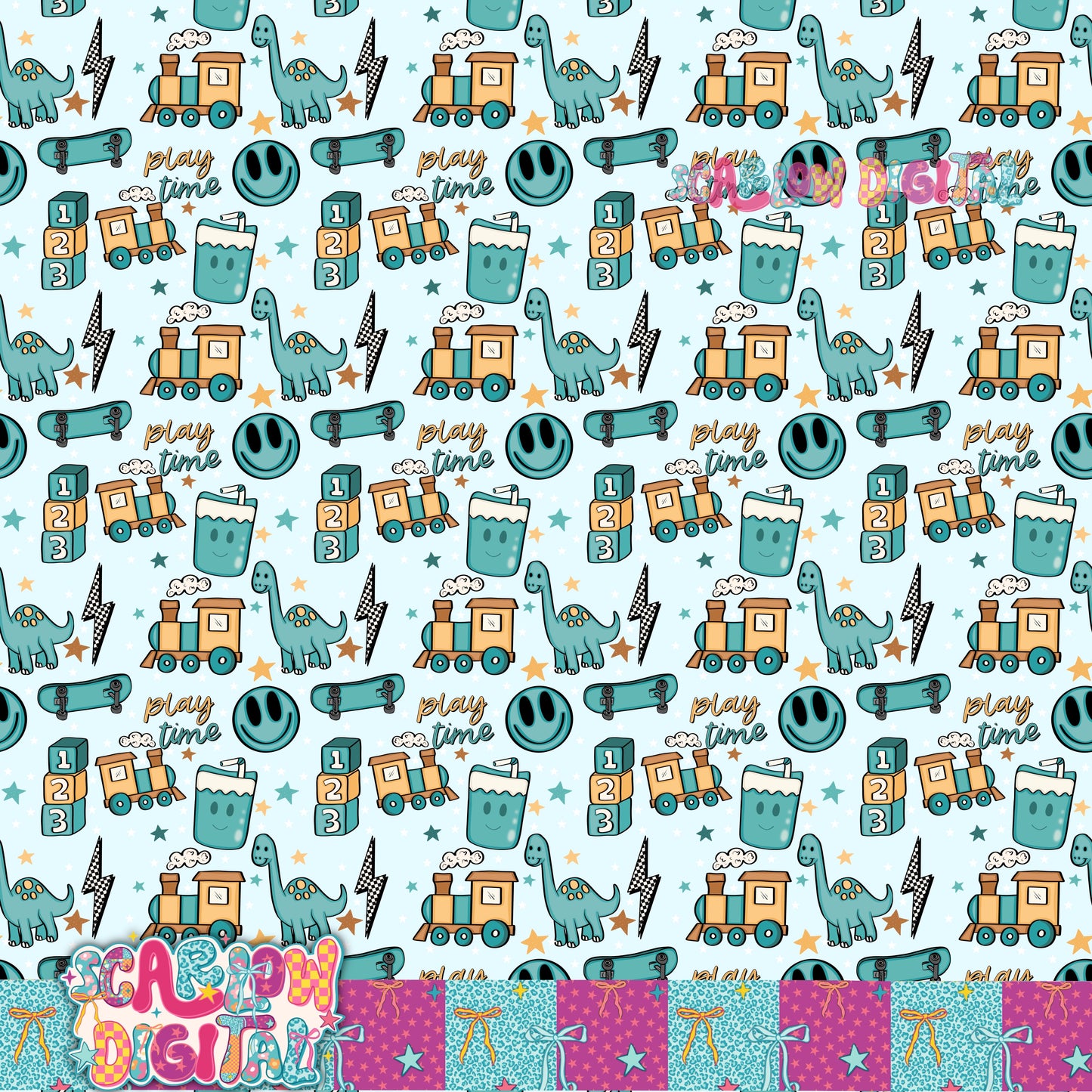 Play Time Seamless Pattern Digital Design