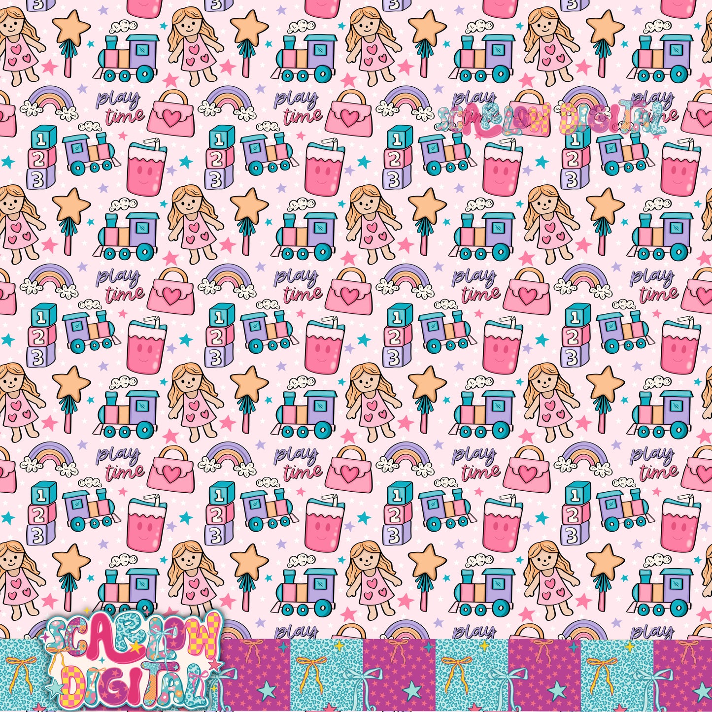 Play Time Seamless Pattern Digital Design