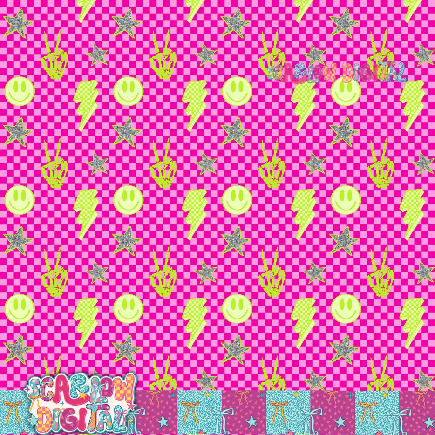 Lime Pink Seamless Pattern Digital Design