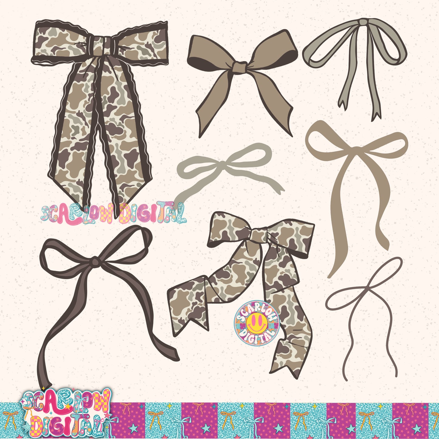 Camo Bows PNG Digital Design