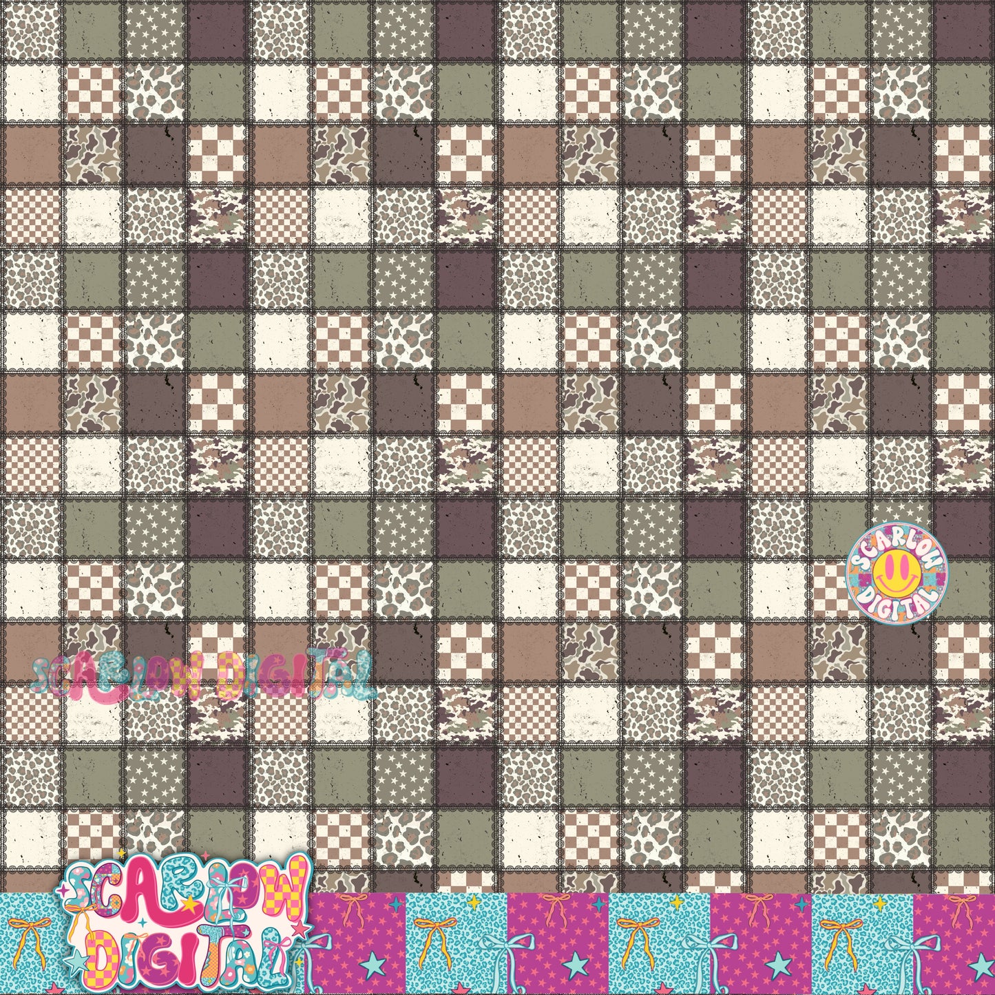 Camo Patchwork Seamless Pattern Digital Design