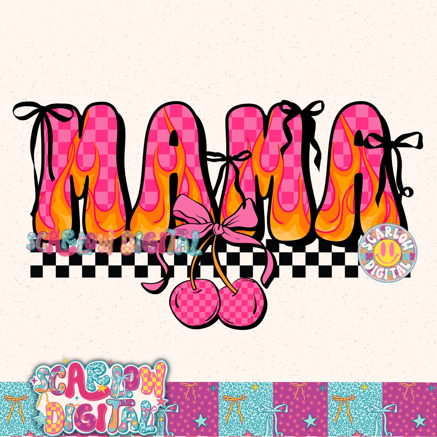 Cherry Retro Mama PNG Digital Design