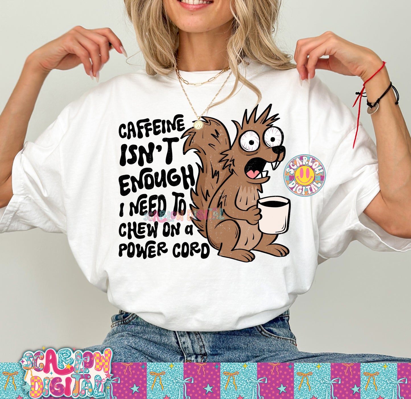 Caffeine Isn't Enough I Need to Chew on a Power Cord PNG Digital Design