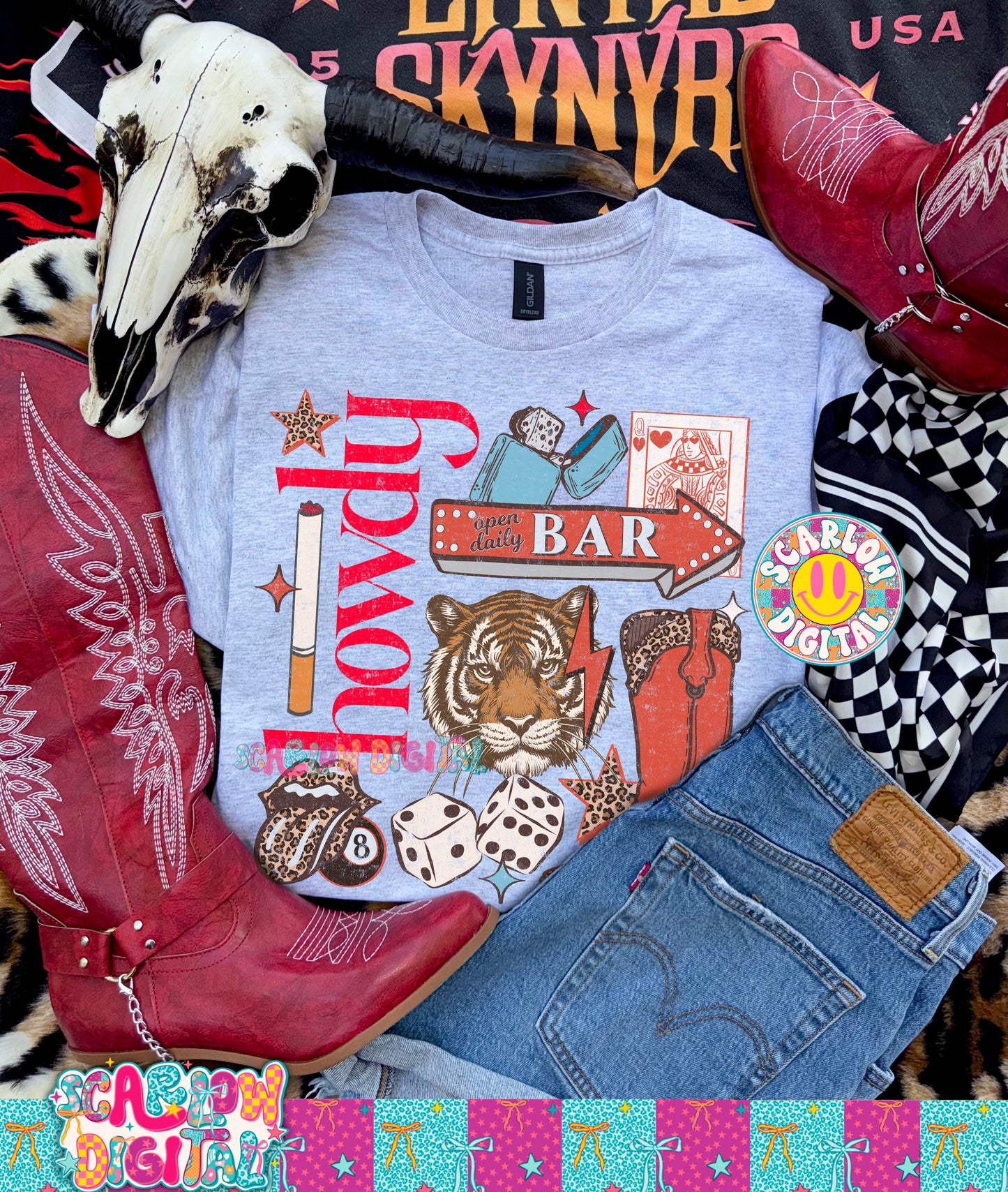 Howdy Western Collage PNG Digital Design