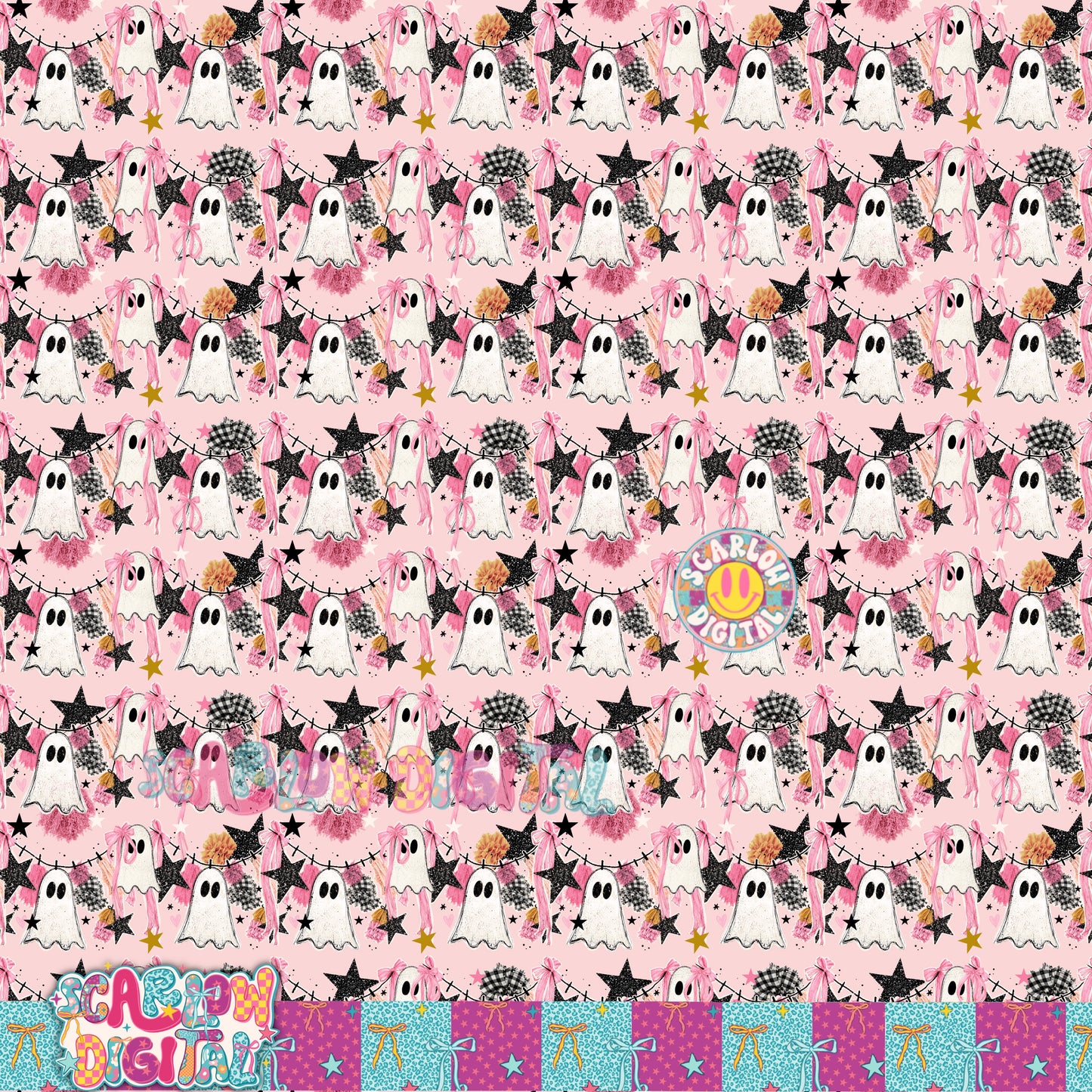 Ghost Garland Seamless Pattern Digital Design