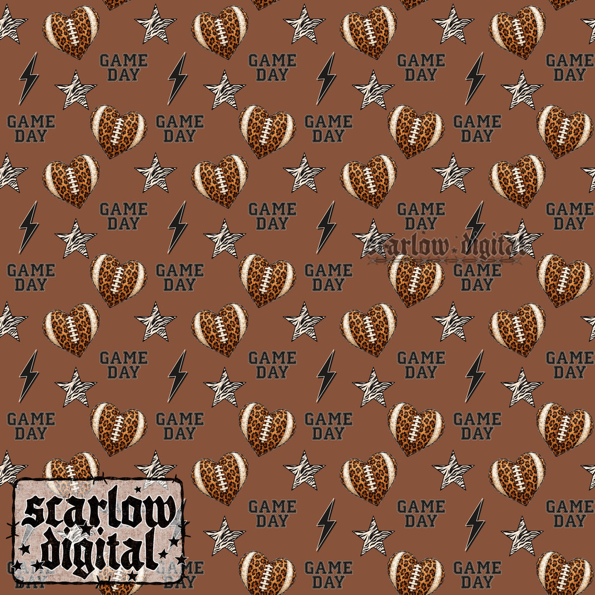 Football Hearts Seamless Pattern Digital Design