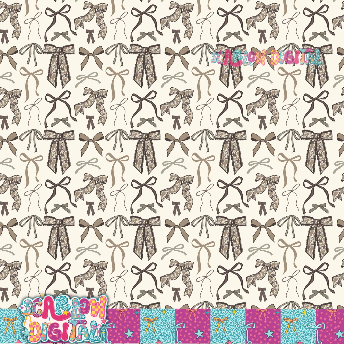 Camo Bows Seamless Pattern Digital Design