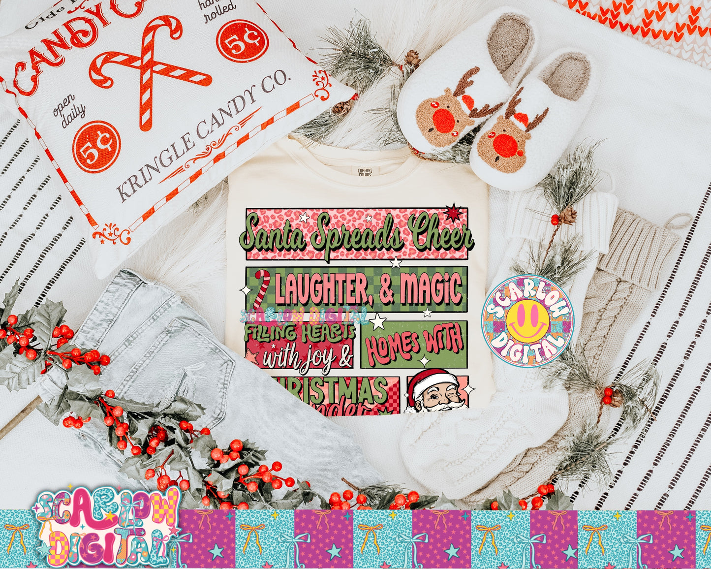 Santa Spreads Cheer PNG Digital Design