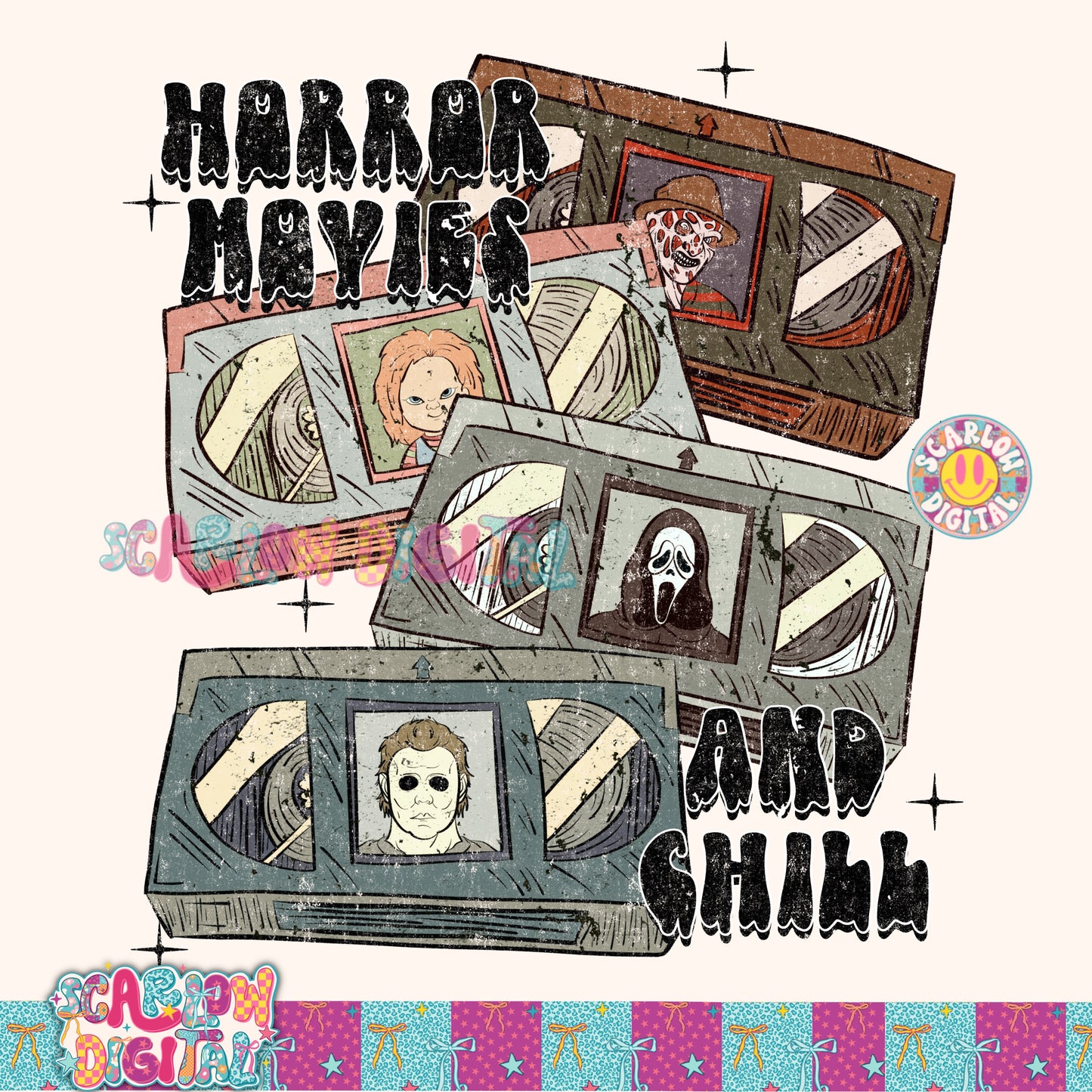 TODAY ONLY: Horror Movies and Chill PNG Digital Design