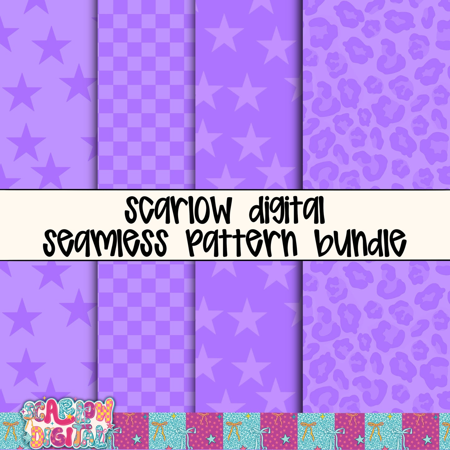 Purple Seamless Pattern Bundle Digital Design