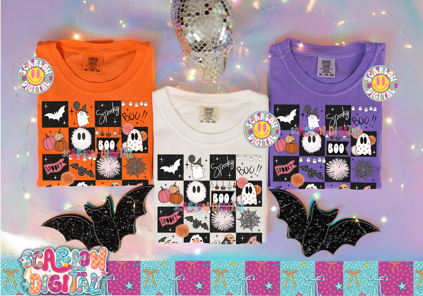 Spooky Checkers in Pink PNG Digital Design