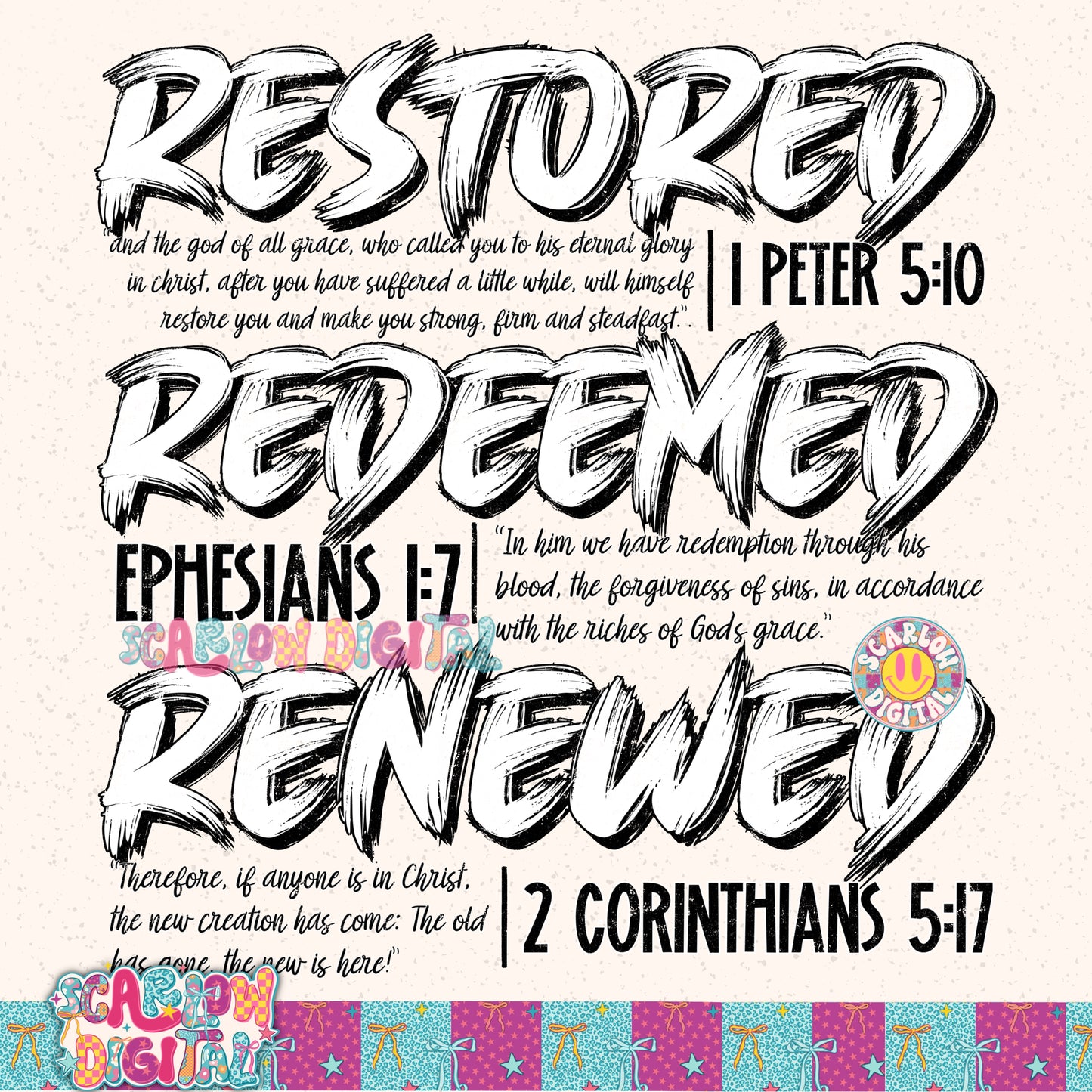 Restored Redeemed Renewed PNG Digital Design