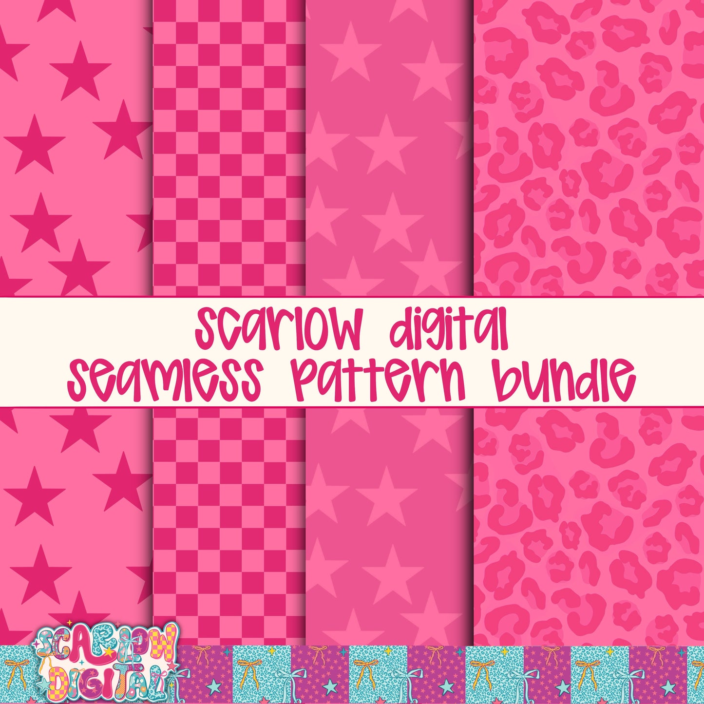 Pink Seamless Pattern Bundle Digital Design