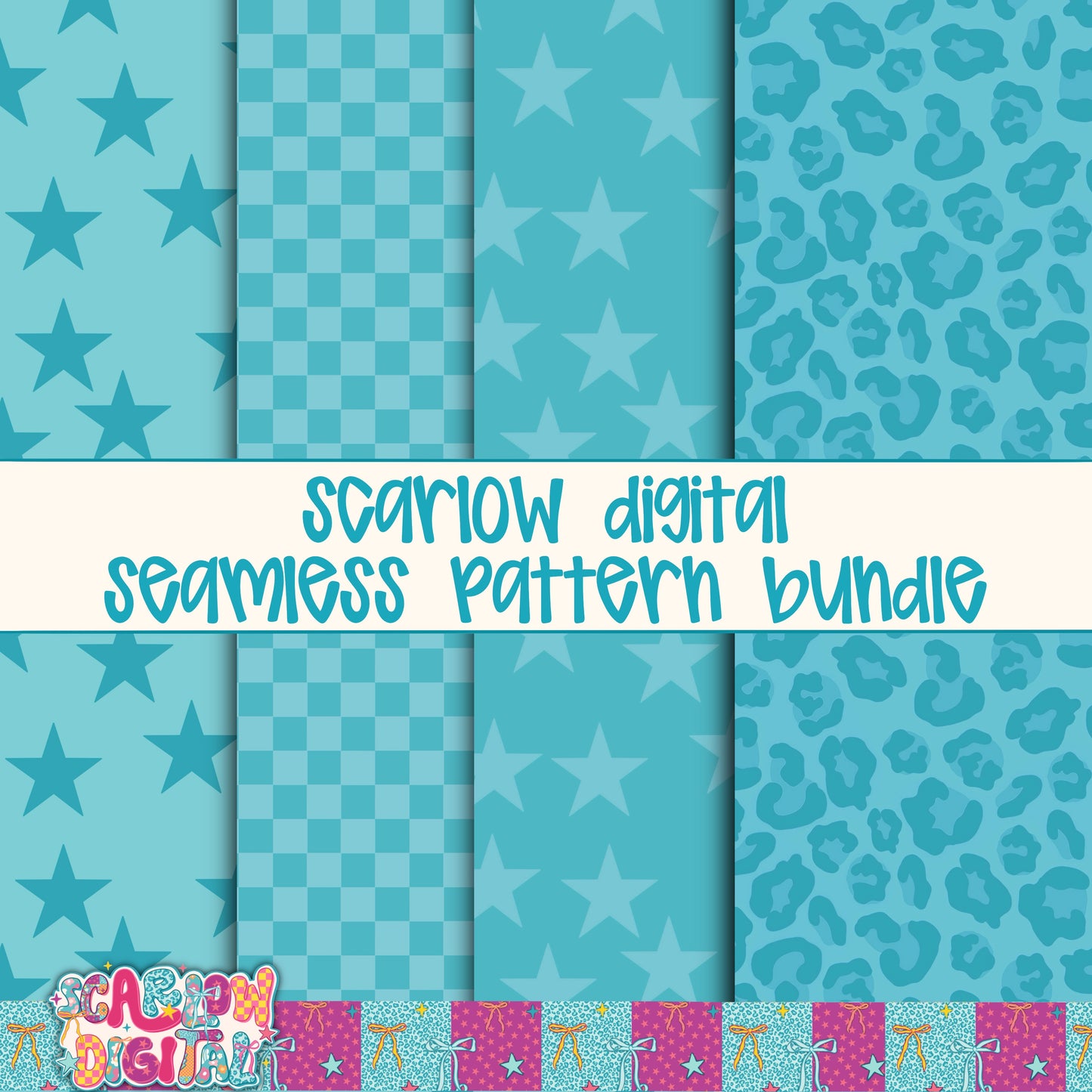 Blue Seamless Pattern Bundle Digital Design