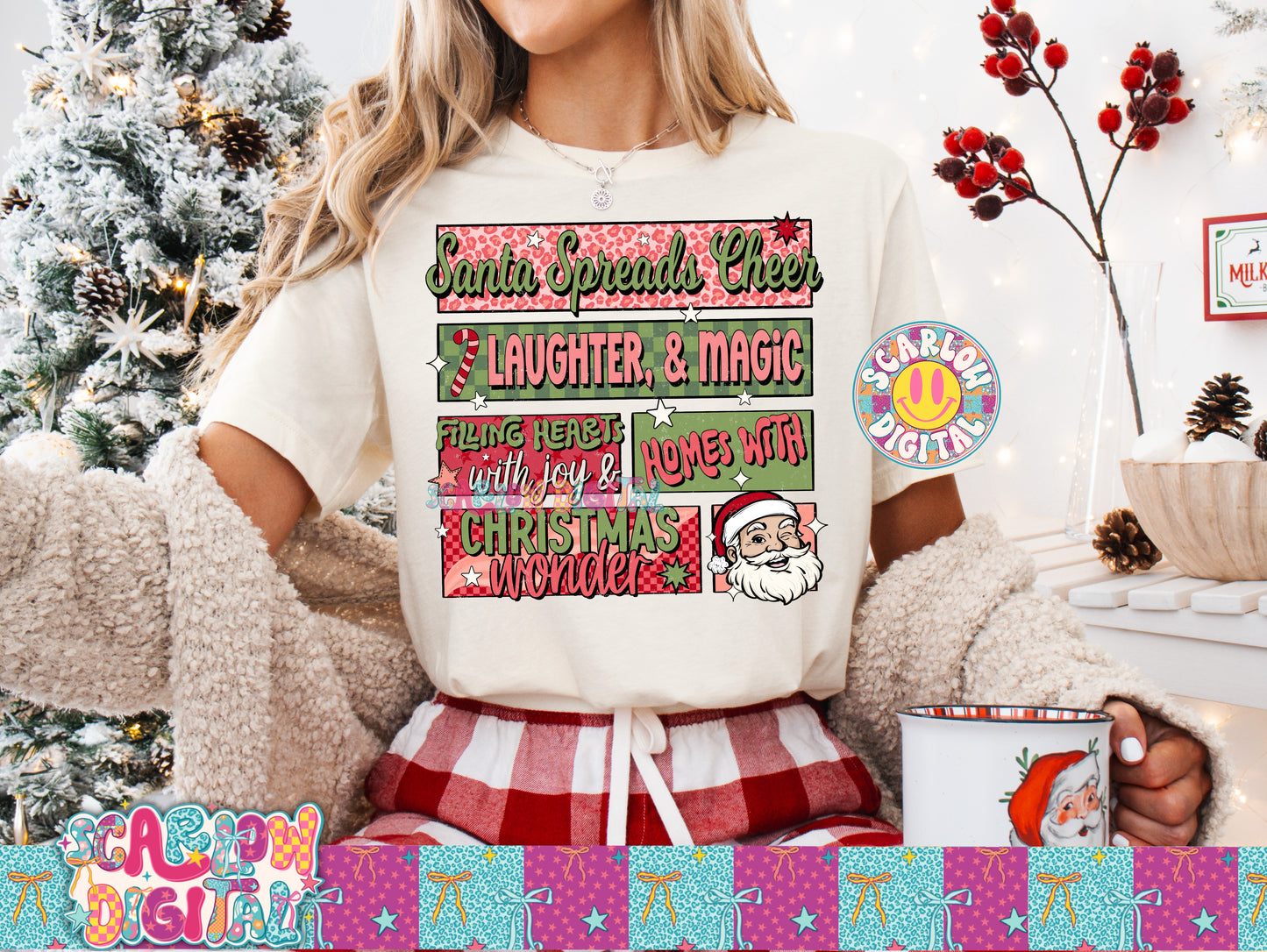 Santa Spreads Cheer PNG Digital Design