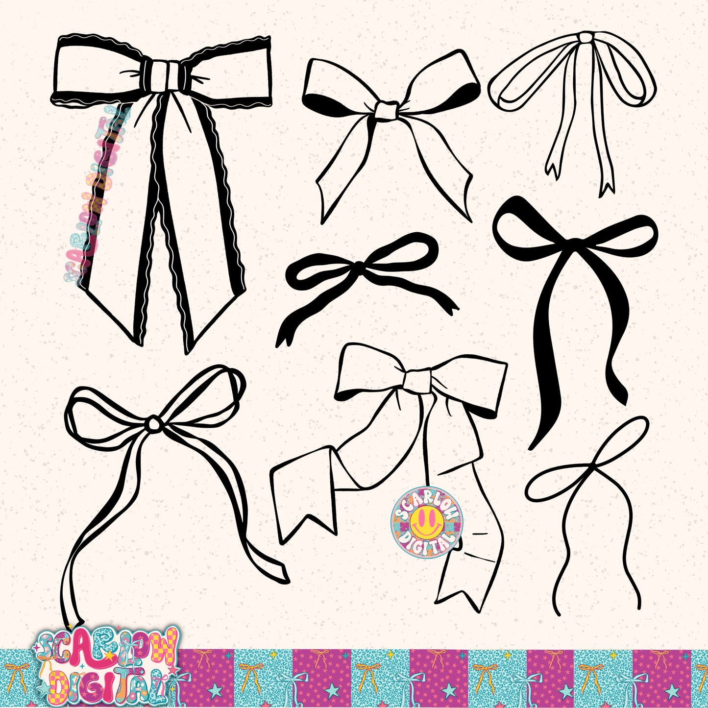 Black Bows PNG Digital Design