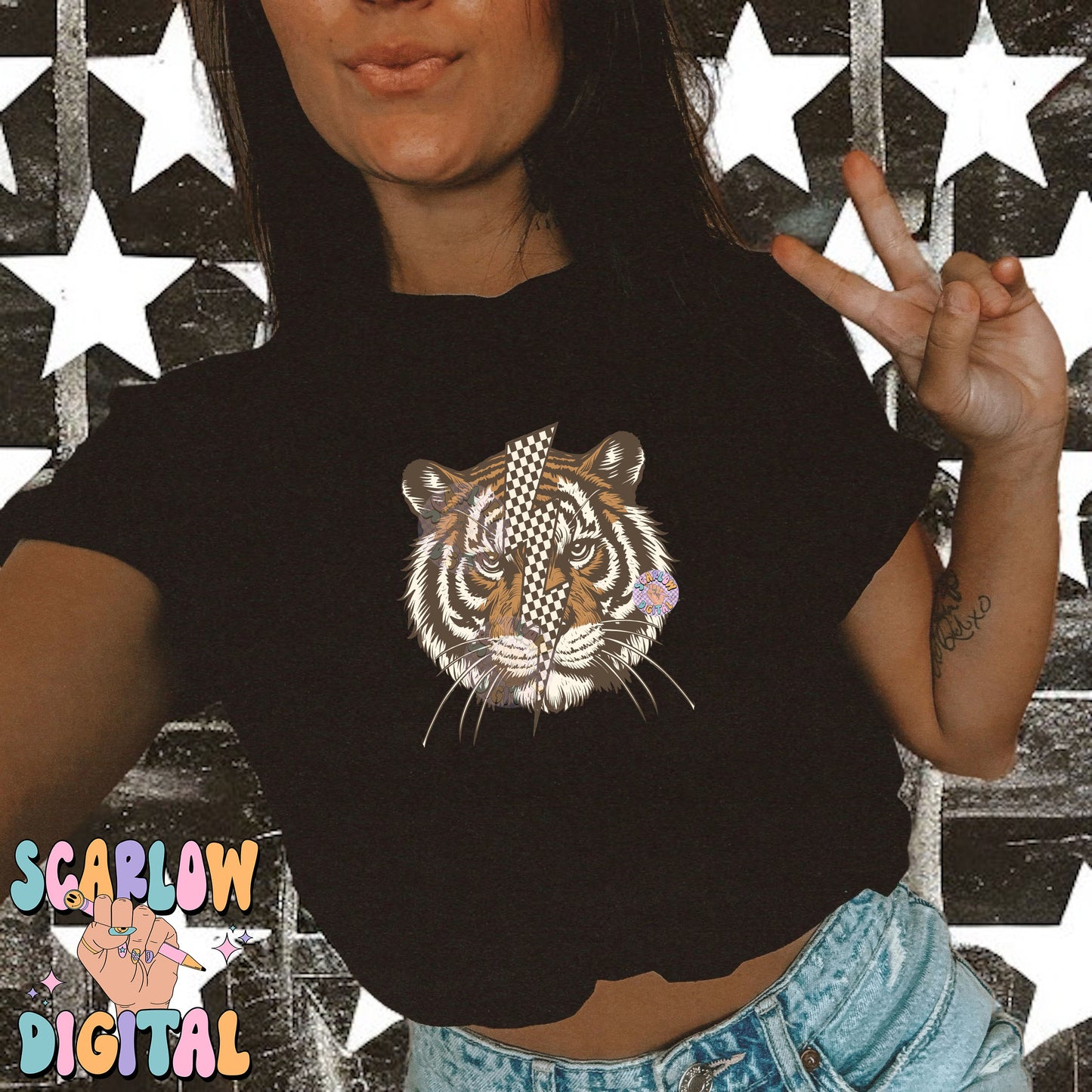 Stay Bold Stay Fierce Front and Back PNG Bundle Digital Design Download, grunge png, edgy png, checkers png, tiger png, png design for women