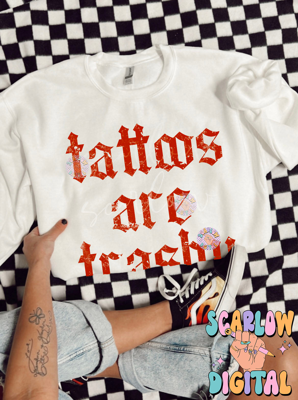Tattoos Are Trashy PNG Digital Design Download, sarcastic png, funny png, inked png, tattooed png, png for adults, grunge png, edgy png