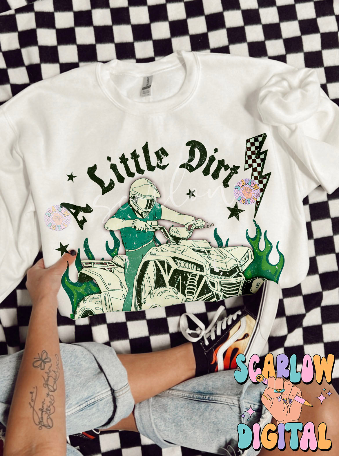 A Little Dirt Never Hurt PNG Digital Design Download, 4-wheeler png, atv png, mud png, little boy png, grunge png, edgy png, png for boys
