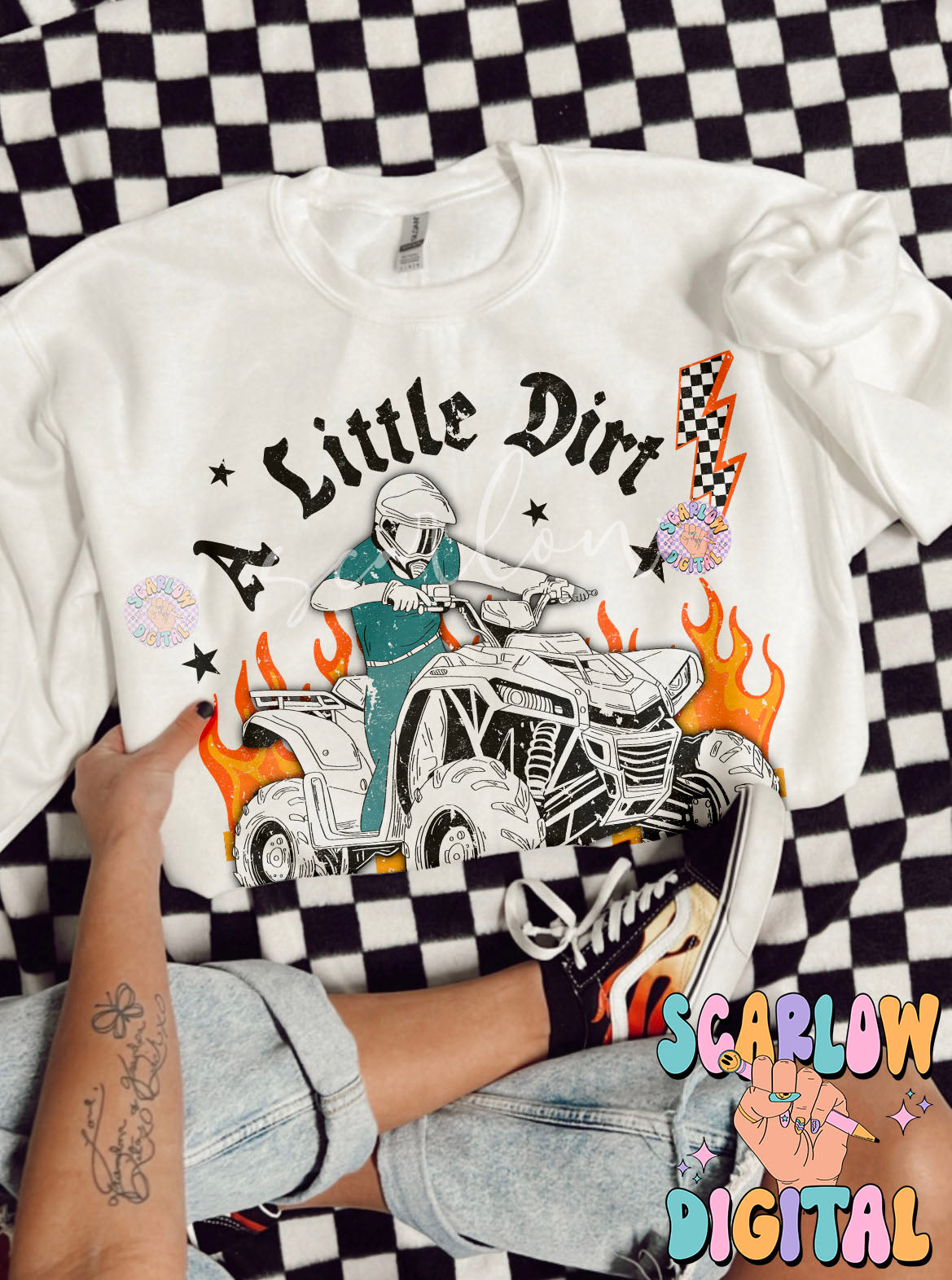 A Little Dirt Never Hurt PNG Digital Design Download, 4-wheeler png, atv png, mud png, little boy png, grunge png, edgy png, png for boys