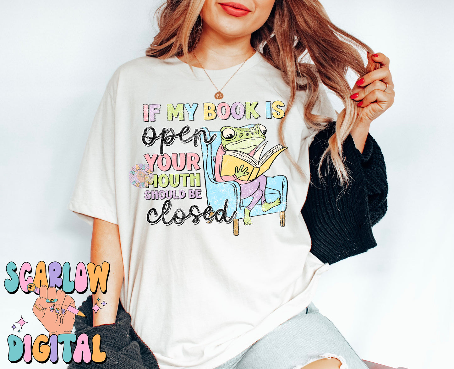If My Book is Open Your Mouth Should Be Closed PNG-Book Lover Sublimation Digital Design Download-reader png, book club png, funny png