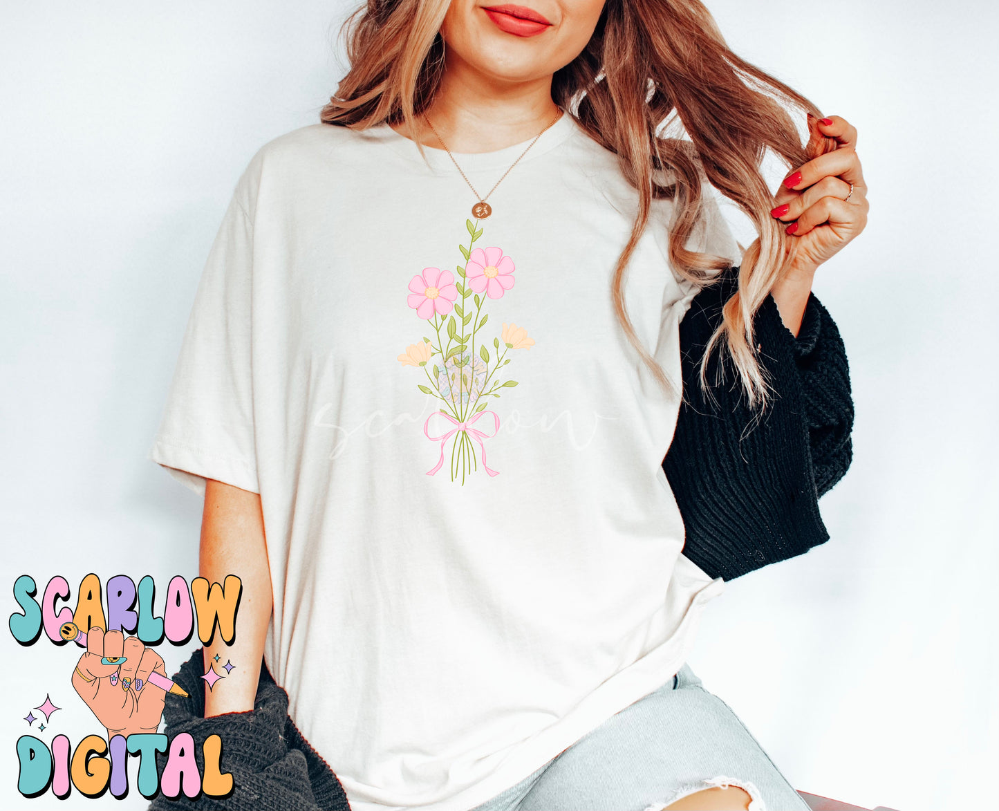 Coquette Bouquet PNG Digital Design Download, flowers png, floral bouquet png, coquette designs, trendy png designs, simple png, girly png