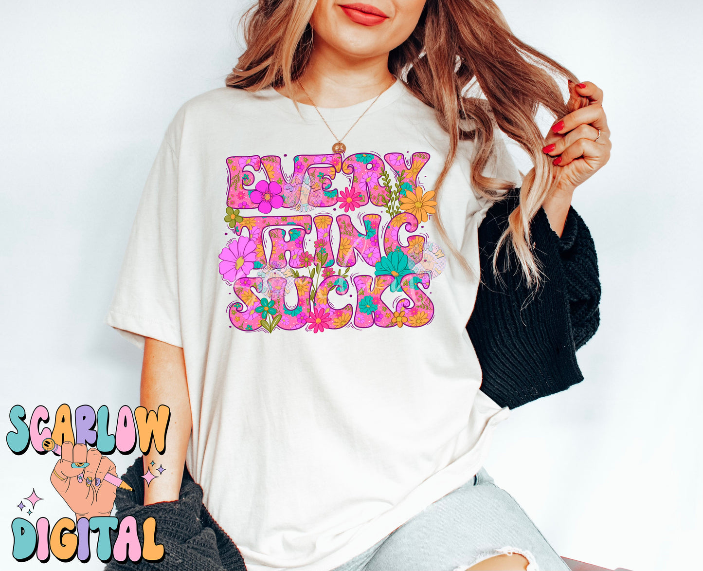 Everything Sucks PNG-Floral Sublimation Digital Design Download-flowers png, funny png, adult humor png, women png, spring png, summer png