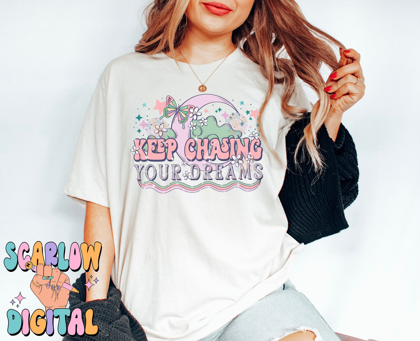 Keep Chasing Your Dreams PNG-Celestial Sublimation Digital Design Download-stars png, dreamy png, moon and stars png, trendy png designs