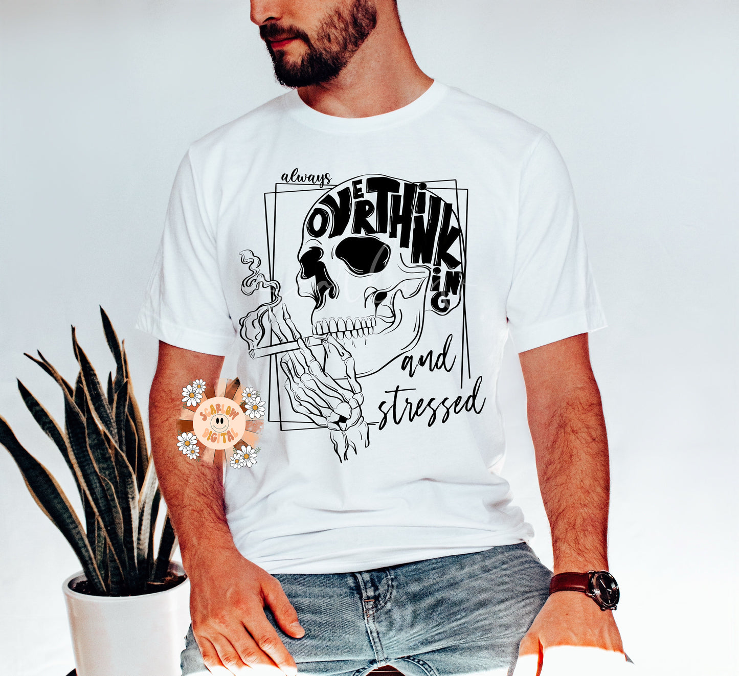 Always Overthinking & Stressed PNG-Skeleton Sublimation Digital Design Download-skull png, skeleton png, mental health png, adult humor png