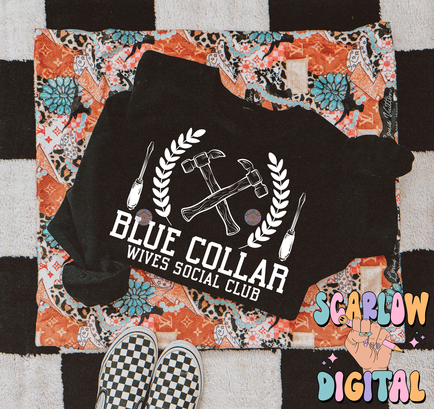 Blue Collar Wives Social Club PNG Digital Design Download, vintage style png, simple png, single color png, trendy png, png design for women