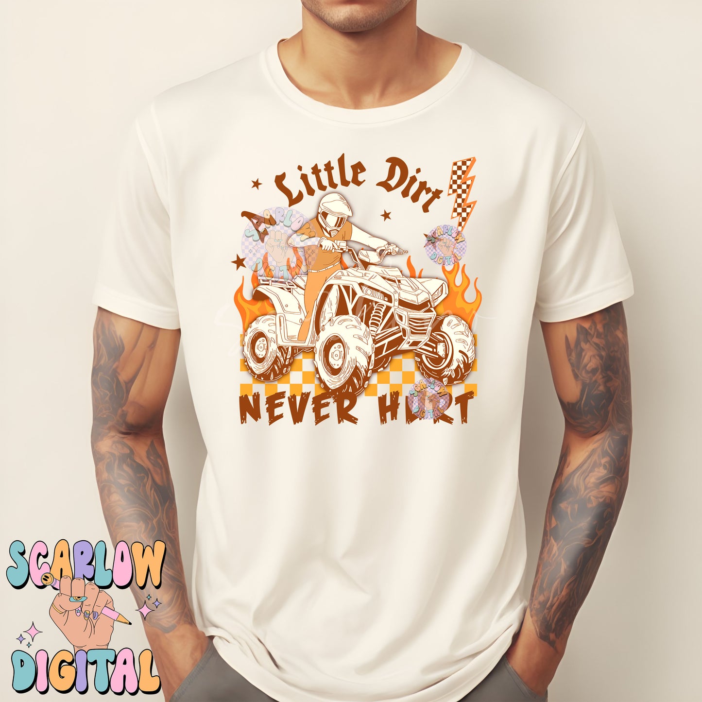 A Little Dirt Never Hurt PNG Digital Design Download, 4-wheeler png, atv png, mud png, little boy png, grunge png, edgy png, png for boys