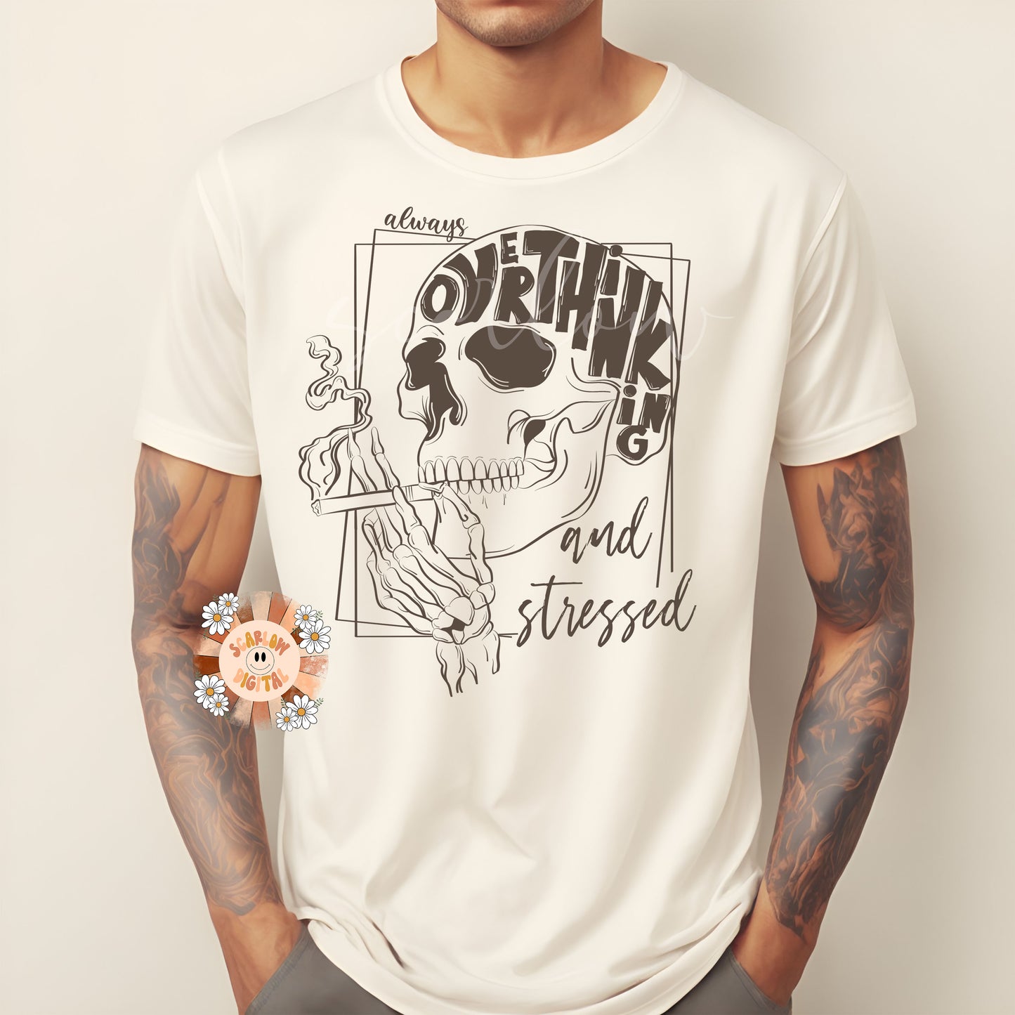 Always Overthinking & Stressed PNG-Skeleton Sublimation Digital Design Download-skull png, skeleton png, mental health png, adult humor png