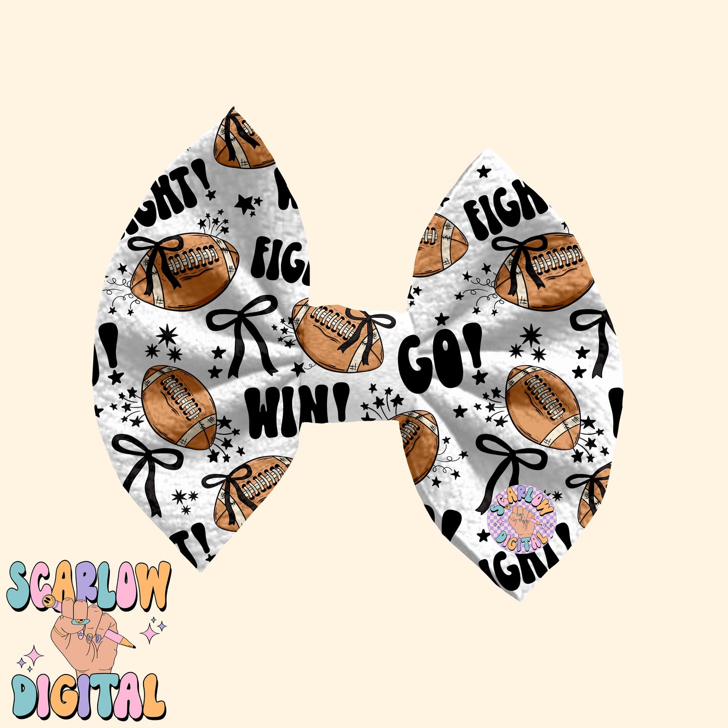 Footballs and Bows Seamless Pattern Digital Design