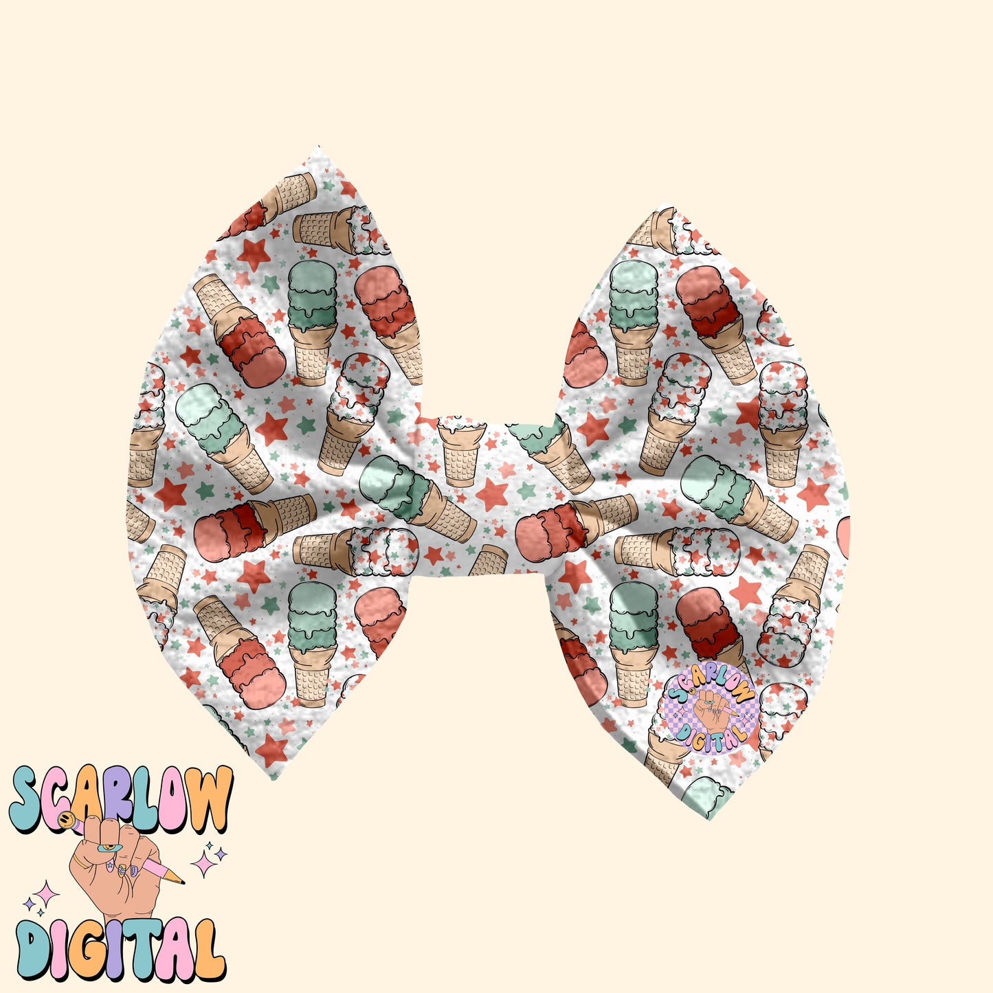 Patriotic Ice Cream Seamless Pattern