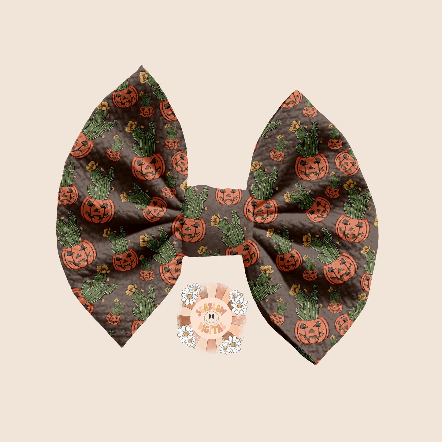 Cactus Pumpkin Seamless Pattern-Fall Sublimation Digital Design Download-halloween seamless file, western seamless pattern, fall seamless